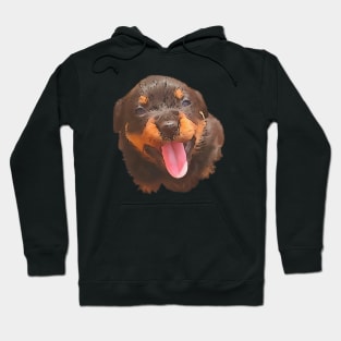 Cartoon Style Nerdy Rottweiler Puppy Sticking Tongue Out Hoodie